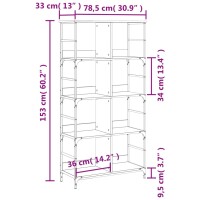 vidaXL B&uuml;cherregal Sonoma-Eiche 78,5x33x153 cm Holzwerkstoff