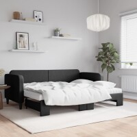 vidaXL Tagesbett Ausziehbar mit Matratzen Schwarz 80x200 cm Stoff