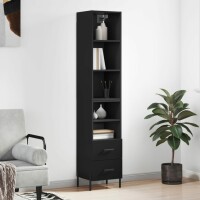 vidaXL Highboard Schwarz 34,5x34x180 cm Holzwerkstoff