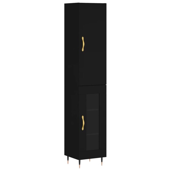 vidaXL Highboard Schwarz 34,5x34x180 cm Holzwerkstoff