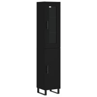 vidaXL Highboard Schwarz 34,5x34x180 cm Holzwerkstoff