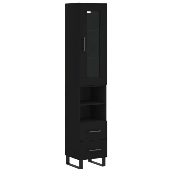 vidaXL Highboard Schwarz 34,5x34x180 cm Holzwerkstoff