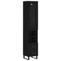 vidaXL Highboard Schwarz 34,5x34x180 cm Holzwerkstoff