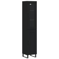 vidaXL Highboard Schwarz 34,5x34x180 cm Holzwerkstoff