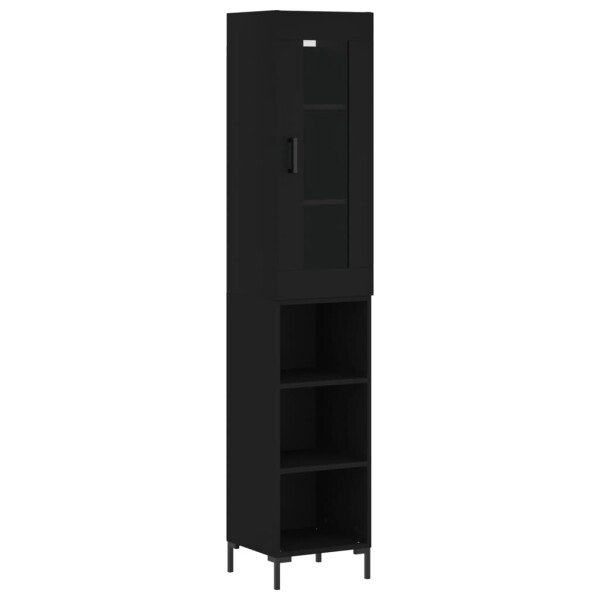 vidaXL Highboard Schwarz 34,5x34x180 cm Holzwerkstoff