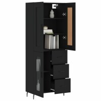 vidaXL Highboard Schwarz 69,5x34x180 cm Holzwerkstoff