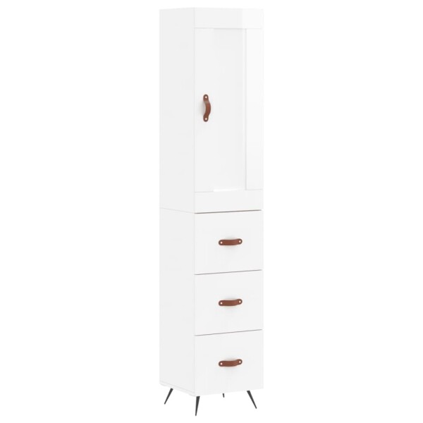 vidaXL Highboard Hochglanz-Wei&szlig; 34,5x34x180 cm Holzwerkstoff