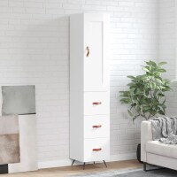 vidaXL Highboard Hochglanz-Wei&szlig; 34,5x34x180 cm Holzwerkstoff