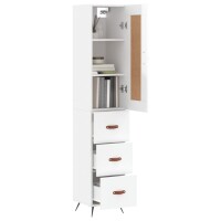 vidaXL Highboard Hochglanz-Wei&szlig; 34,5x34x180 cm Holzwerkstoff