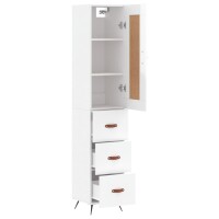 vidaXL Highboard Hochglanz-Wei&szlig; 34,5x34x180 cm Holzwerkstoff