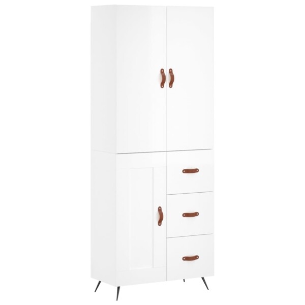 vidaXL Highboard Hochglanz-Wei&szlig; 69,5x34x180 cm Holzwerkstoff