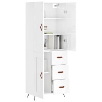 vidaXL Highboard Hochglanz-Wei&szlig; 69,5x34x180 cm Holzwerkstoff