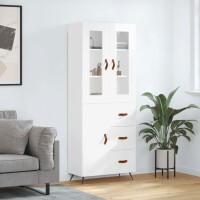 vidaXL Highboard Hochglanz-Wei&szlig; 69,5x34x180 cm Holzwerkstoff