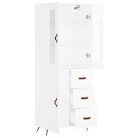 vidaXL Highboard Hochglanz-Wei&szlig; 69,5x34x180 cm Holzwerkstoff