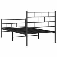 vidaXL Bettgestell mit Kopf- und Fu&szlig;teil Metall Schwarz 75x190 cm