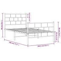 vidaXL Bettgestell mit Kopf- und Fu&szlig;teil Metall Schwarz 100x190 cm