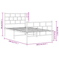 vidaXL Bettgestell mit Kopf- und Fu&szlig;teil Metall Wei&szlig; 100x190 cm