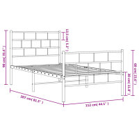 vidaXL Bettgestell mit Kopf- und Fu&szlig;teil Metall Wei&szlig; 107x203 cm