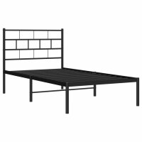 vidaXL Bettgestell mit Kopfteil Metall Schwarz 80x200 cm