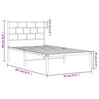 vidaXL Bettgestell mit Kopfteil Metall Wei&szlig; 90x200 cm