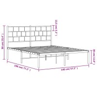 vidaXL Bettgestell mit Kopfteil Metall Wei&szlig; 140x190 cm