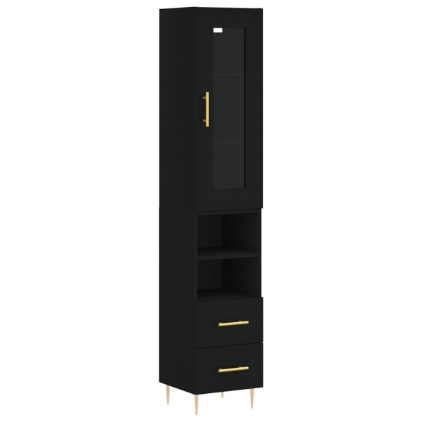 vidaXL Highboard Schwarz 34,5x34x180 cm Holzwerkstoff