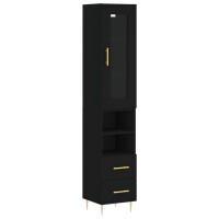 vidaXL Highboard Schwarz 34,5x34x180 cm Holzwerkstoff