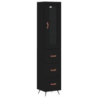 vidaXL Highboard Schwarz 34,5x34x180 cm Holzwerkstoff