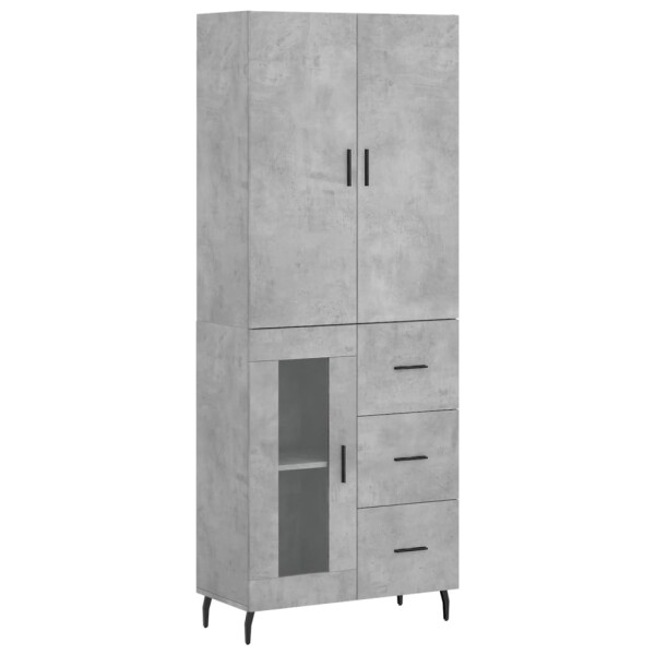 vidaXL Highboard Betongrau 69,5x34x180 cm Holzwerkstoff