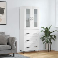 vidaXL Highboard Hochglanz-Weiß 69,5x34x180 cm...