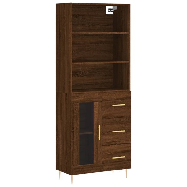 vidaXL Highboard Braun Eichen-Optik 69,5x34x180 cm Holzwerkstoff