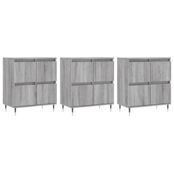 vidaXL Sideboards 3 Stk. Grau Sonoma Holzwerkstoff