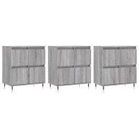 vidaXL Sideboards 3 Stk. Grau Sonoma Holzwerkstoff