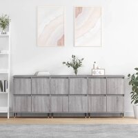 vidaXL Sideboards 3 Stk. Grau Sonoma Holzwerkstoff