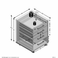 FMD Rollcontainer 48x49,5x65,5 cm Wei&szlig; und Eiche-Optik