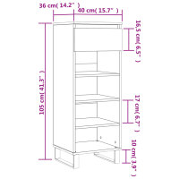 vidaXL Schuhschrank Betongrau 40x36x105 cm Holzwerkstoff