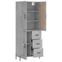 vidaXL Highboard Betongrau 69,5x34x180 cm Holzwerkstoff