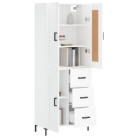 vidaXL Highboard Hochglanz-Wei&szlig; 69,5x34x180 cm Holzwerkstoff