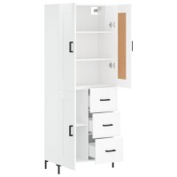 vidaXL Highboard Hochglanz-Wei&szlig; 69,5x34x180 cm Holzwerkstoff