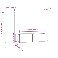 vidaXL 3-tlg. TV-Schrank-Set R&auml;uchereiche Holzwerkstoff