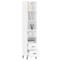 vidaXL Highboard Hochglanz-Wei&szlig; 34,5x34x180 cm Holzwerkstoff