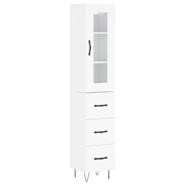 vidaXL Highboard Hochglanz-Wei&szlig; 34,5x34x180 cm Holzwerkstoff