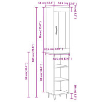 vidaXL Highboard Betongrau 34,5x34x180 cm Holzwerkstoff