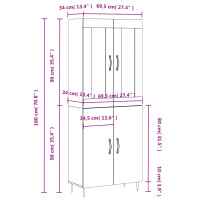 vidaXL Highboard Wei&szlig; 69,5x34x180 cm Holzwerkstoff