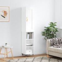 vidaXL Highboard Hochglanz-Wei&szlig; 34,5x34x180 cm Holzwerkstoff