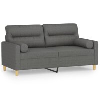 vidaXL 2-Sitzer-Sofa mit Zierkissen Dunkelgrau 140 cm Stoff