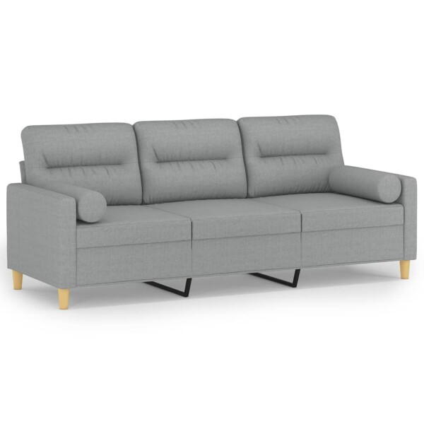 vidaXL 3-Sitzer-Sofa mit Zierkissen Hellgrau 180 cm Stoff