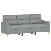 vidaXL 3-Sitzer-Sofa mit Zierkissen Hellgrau 180 cm Stoff