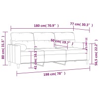 vidaXL 3-Sitzer-Sofa mit Zierkissen Hellgrau 180 cm Stoff