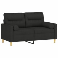 vidaXL 2-Sitzer-Sofa mit Zierkissen Schwarz 120 cm Stoff
